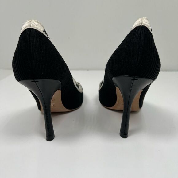 CHRISTIAN DIOR Technical Canvas Ribbon Embroidered J'Adior 100mm Pumps 38 Black - Picture 4 of 7